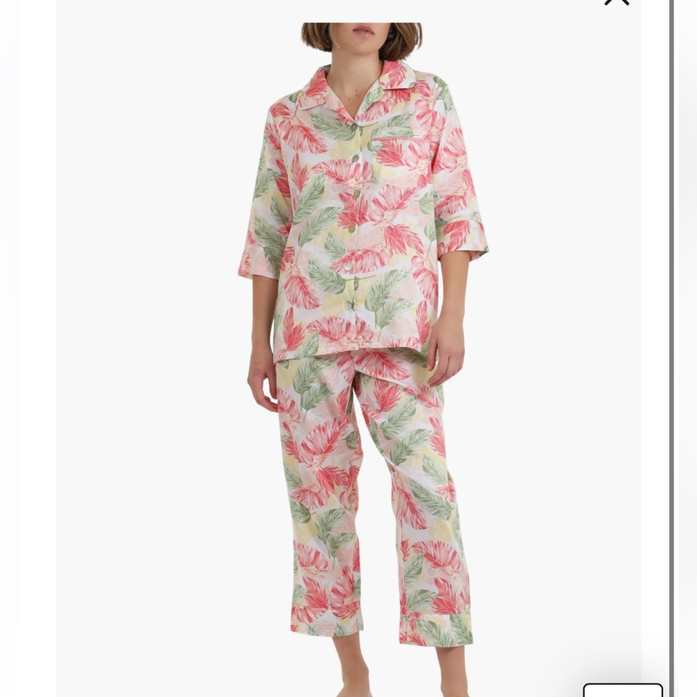 Women's Pink & Green Floral Cotton Pajama Set